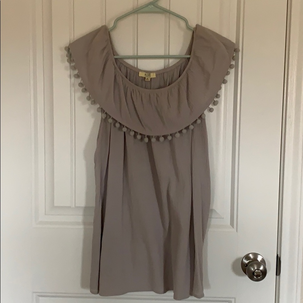 grey pom pom top
